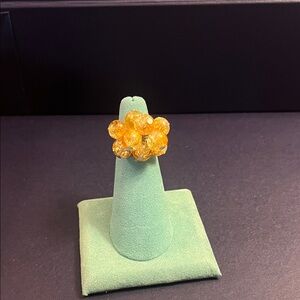 Orange Vintage Beaded Flower Ring